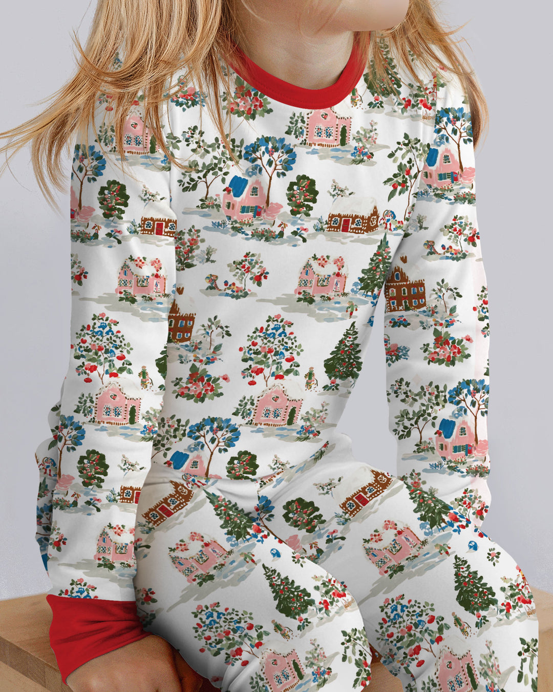 Christmas Village Winter Holiday Bamboo Two Piece Long Sleeve Pajama Set