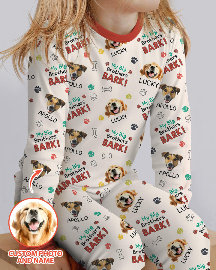 Raised With Paws - Custom Pet Photo And Name Bamboo Two Piece Long Sleeve Pajama Set