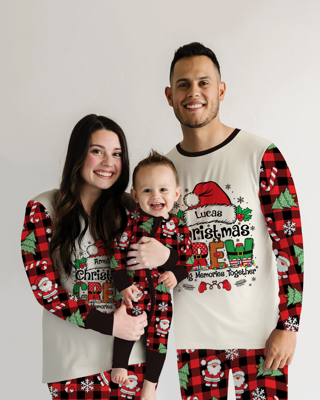 Custom Name Family Matching Christmas Crew Making Memories Together Bamboo Men's Pajama Set