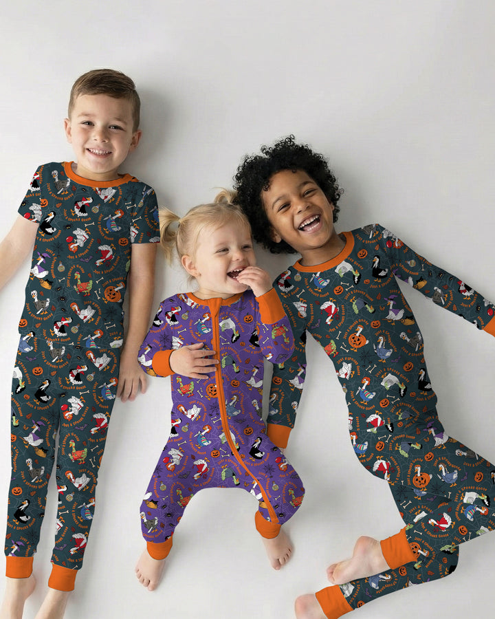 Just A Spooky Goose Family Matching Bamboo Two Piece Short Sleeve Pajama Set