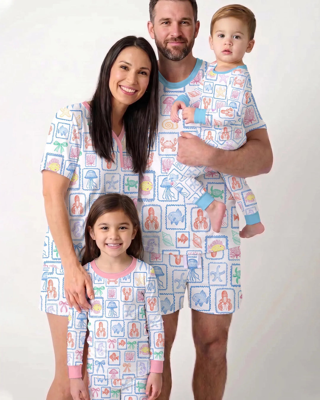 Coastal Treasures Family Matching Bamboo Men Short Sleeve Short Pajama Set