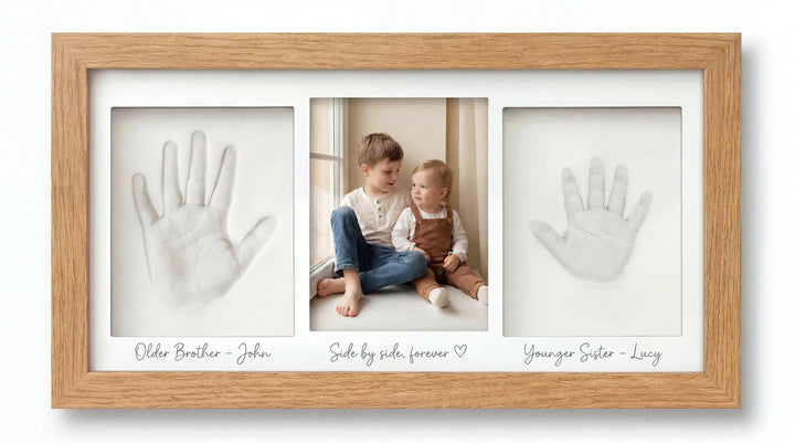Two Babies Handprint Frame with Photo Keepsake