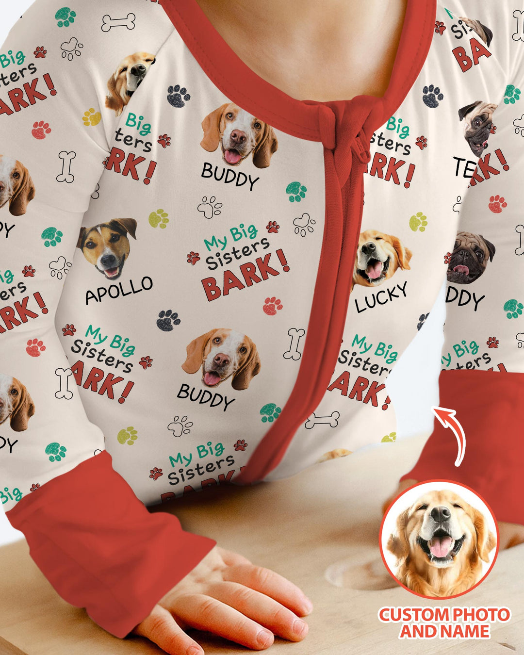 Raised With Paws - Custom Pet Photo And Name Bamboo Convertible Zippy