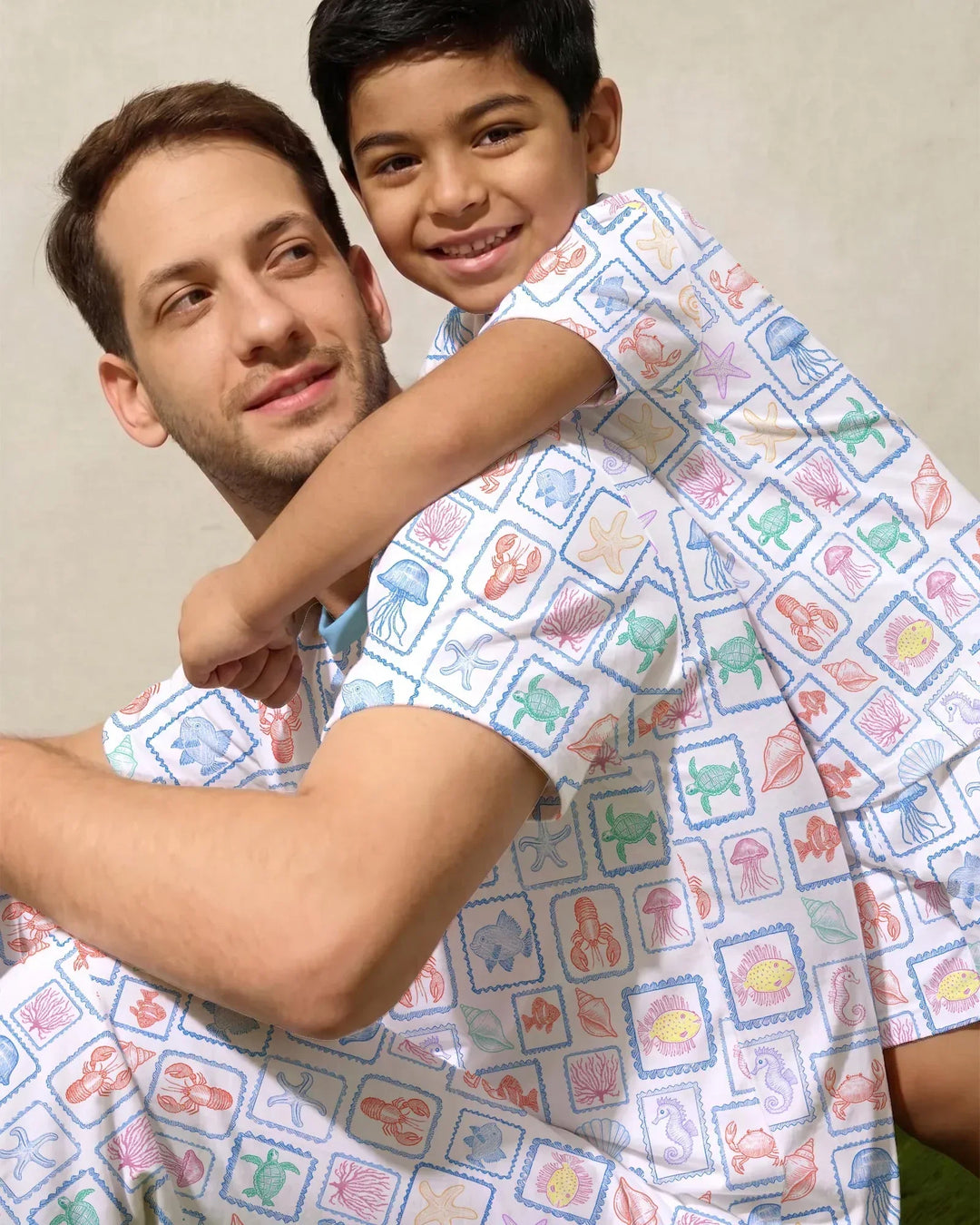 Coastal Treasures Family Matching Bamboo Men Short Sleeve Short Pajama Set