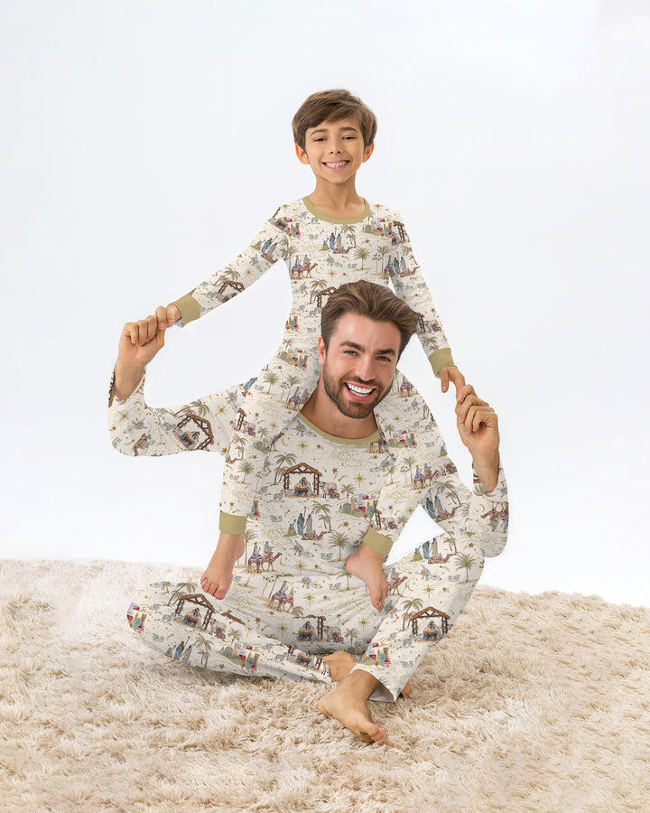 Silent Night Nativity Bamboo Men's Pajama Set