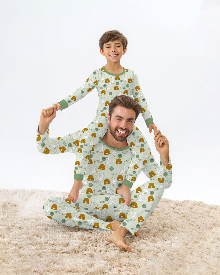 Jesus Loves You Silly Goose Bamboo Two Piece Long Sleeve Pajama Set