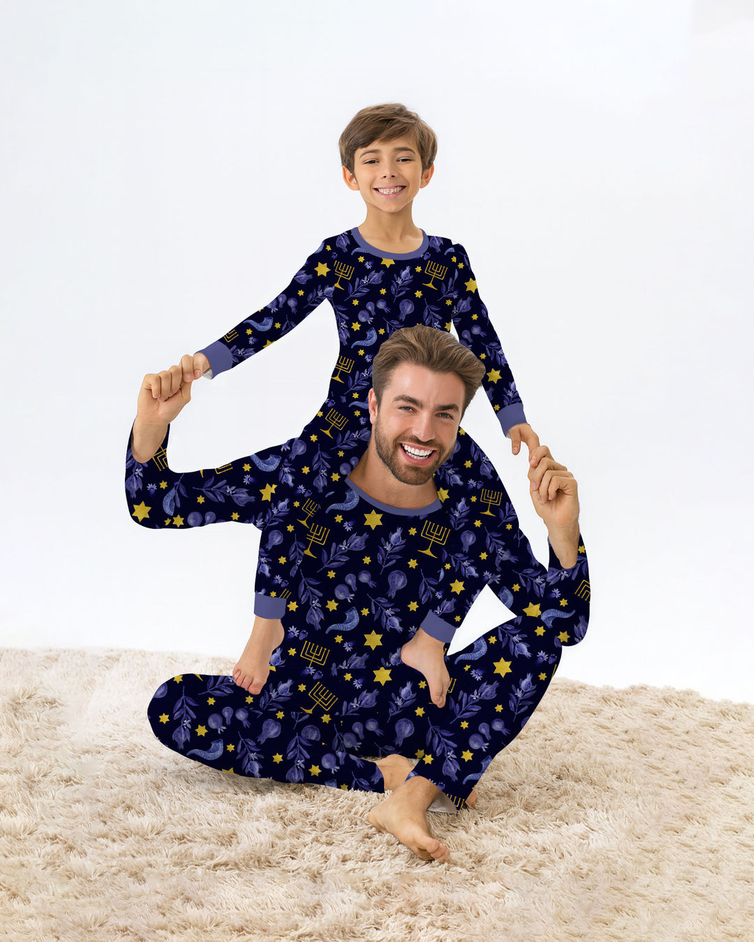Rosh Hashanah Night Family Matching Bamboo Two Piece Long Sleeve Pajama Set
