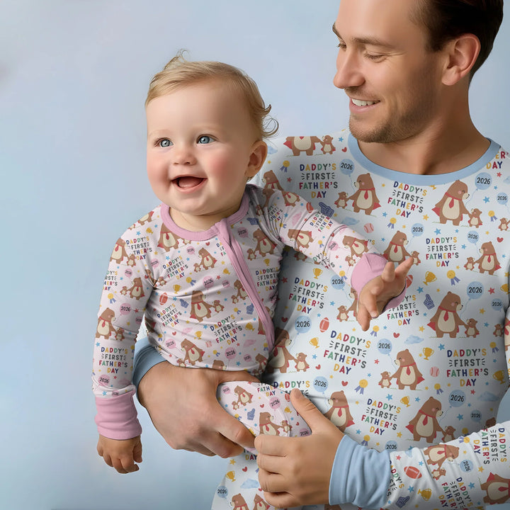 First Father's Day Daddy Bear Family Matching Bamboo Men's Pajama Set