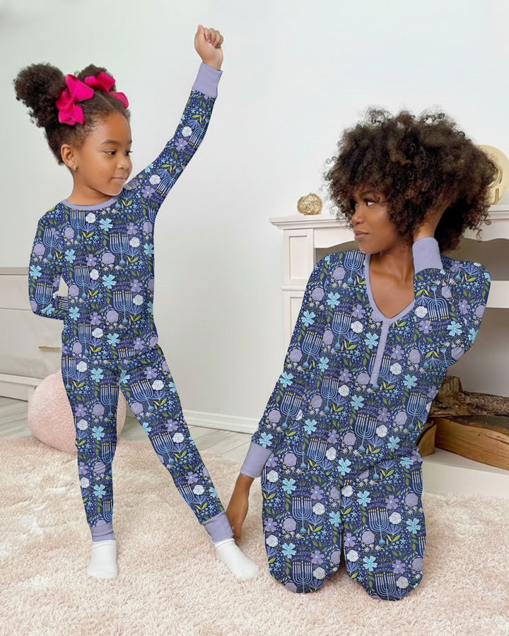 Hanukkah Me and Mom Matching Bamboo Two Piece Long Sleeve Pajama Set