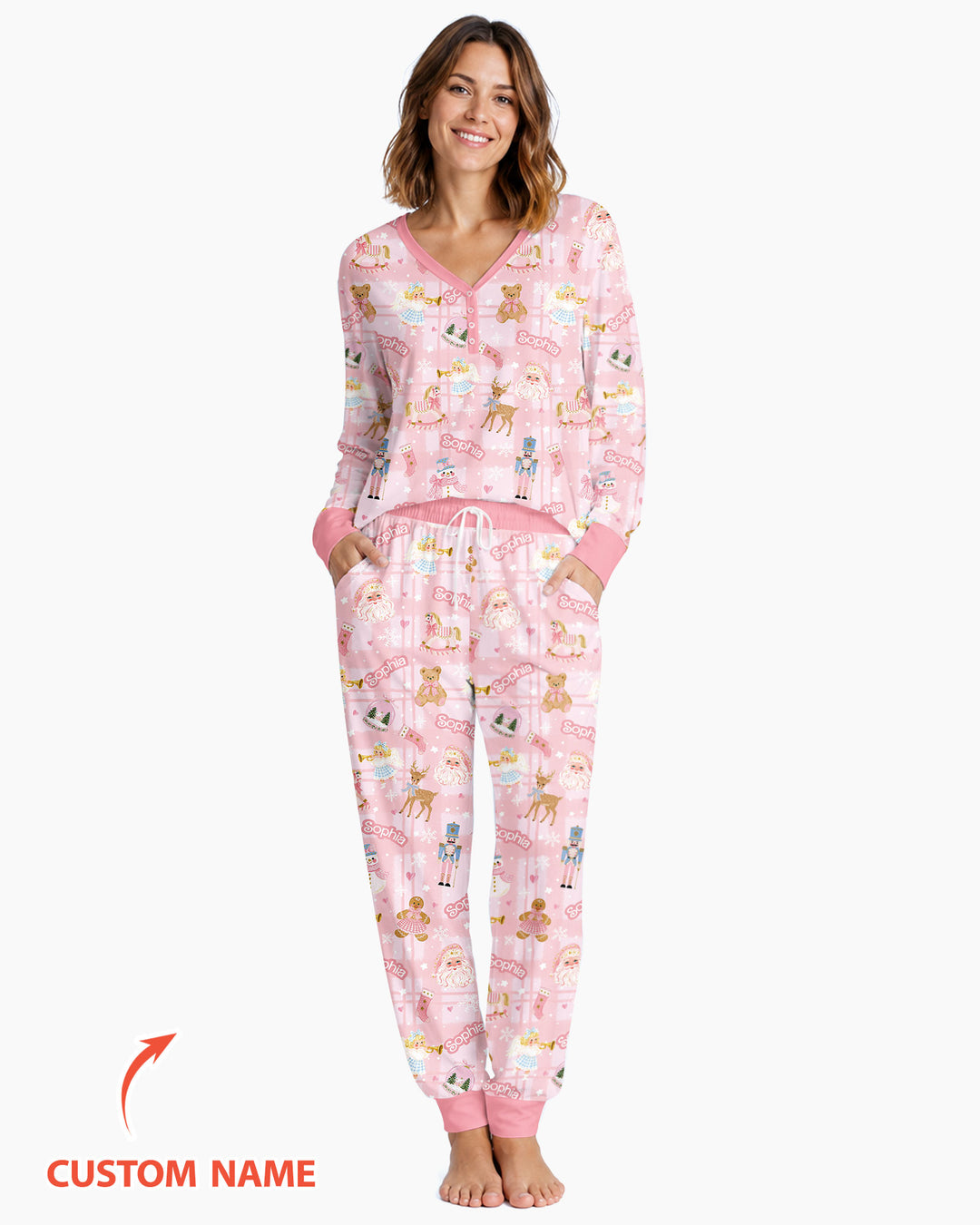 Custom Name Winter Wonderland Bamboo Women Pajama Set