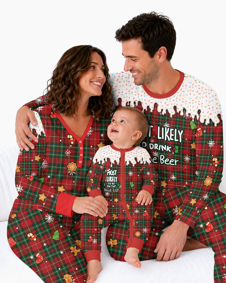 Funny Christmas Family Matching Bamboo Two Piece Long Sleeve Pajama Set