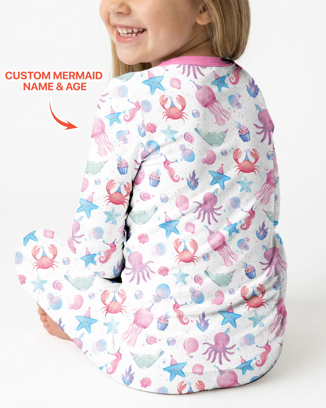 Personalized When I Wake Up I Will Be Mermaid Birthday Bamboo Two Piece Long Sleeve Pajama Set