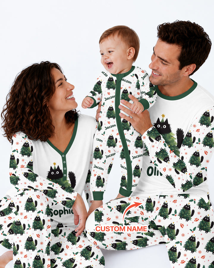 Custom Name Black Cat Christmas Bamboo Convertible Zippy