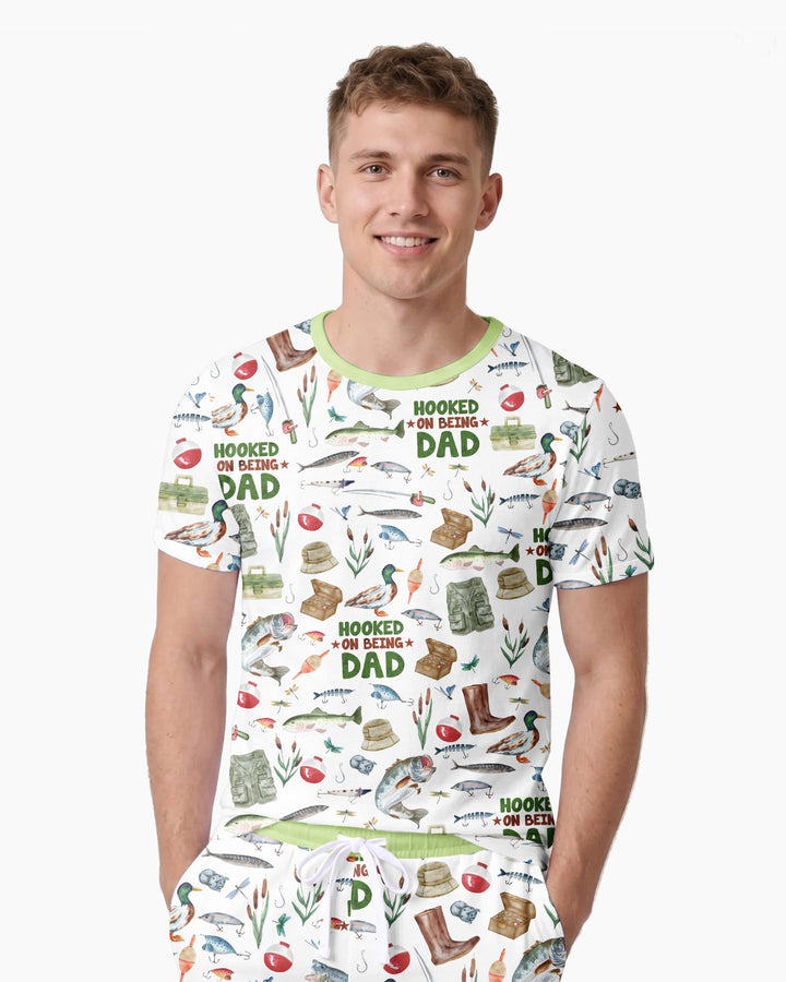 Hooked The Best Dad Daddy & Me Matching Bamboo Men Short Sleeve Short Pajama Set