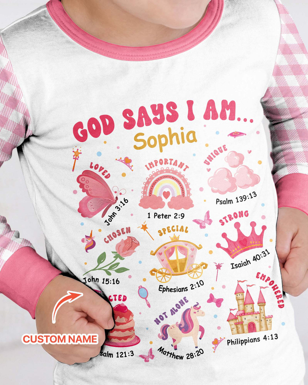 Personalized God Says I Am Girl Bamboo Two Piece Long Sleeve Pajama Set