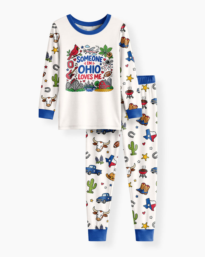 Someone in Ohio Loves Me Bamboo Two Piece Long Sleeve Pajama Set