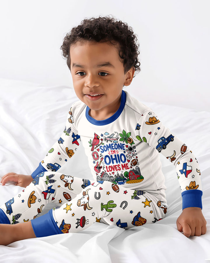 Someone in Ohio Loves Me Bamboo Two Piece Long Sleeve Pajama Set