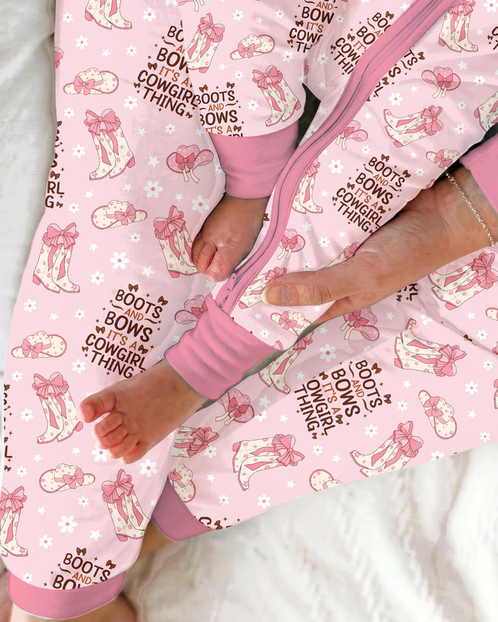 Western Cowgirl Boots And Bows Bamboo Shorty Zippy