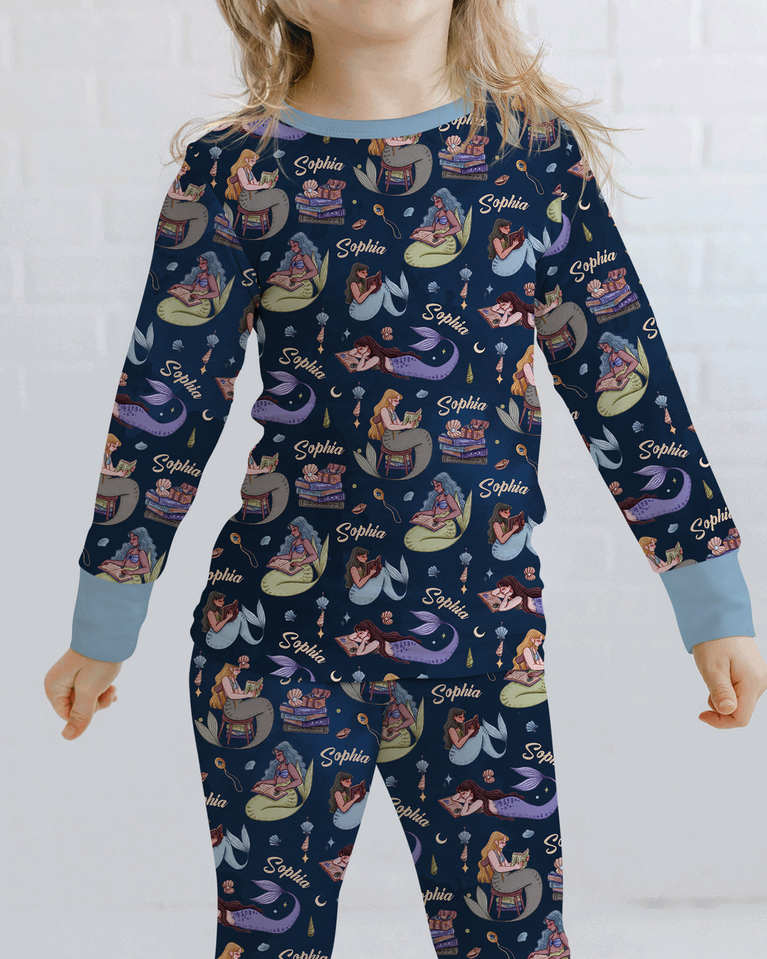 Mermaid Reads Bamboo Two Piece Long Sleeve Pajama Set