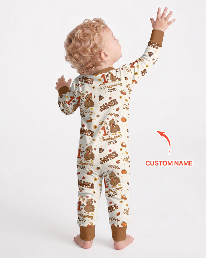 Custom Name My 1st Thanksgiving 2026 Bamboo Convertible Zippy