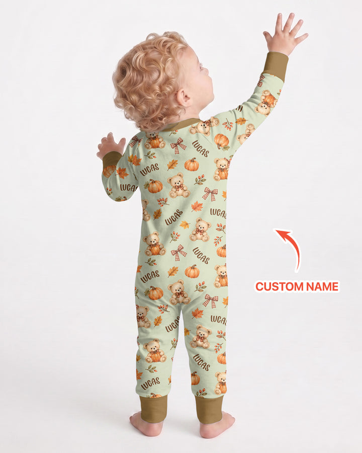 Fall Gingham Bow Teddy Bear Bamboo Convertible Zippy
