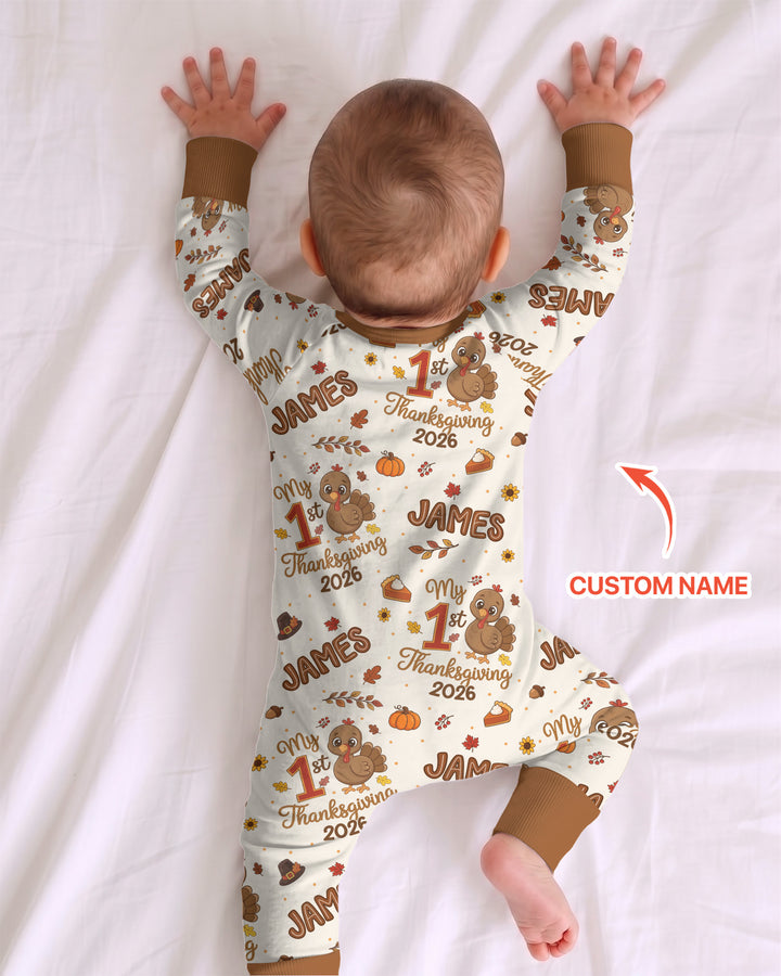 Custom Name My 1st Thanksgiving 2026 Bamboo Convertible Zippy