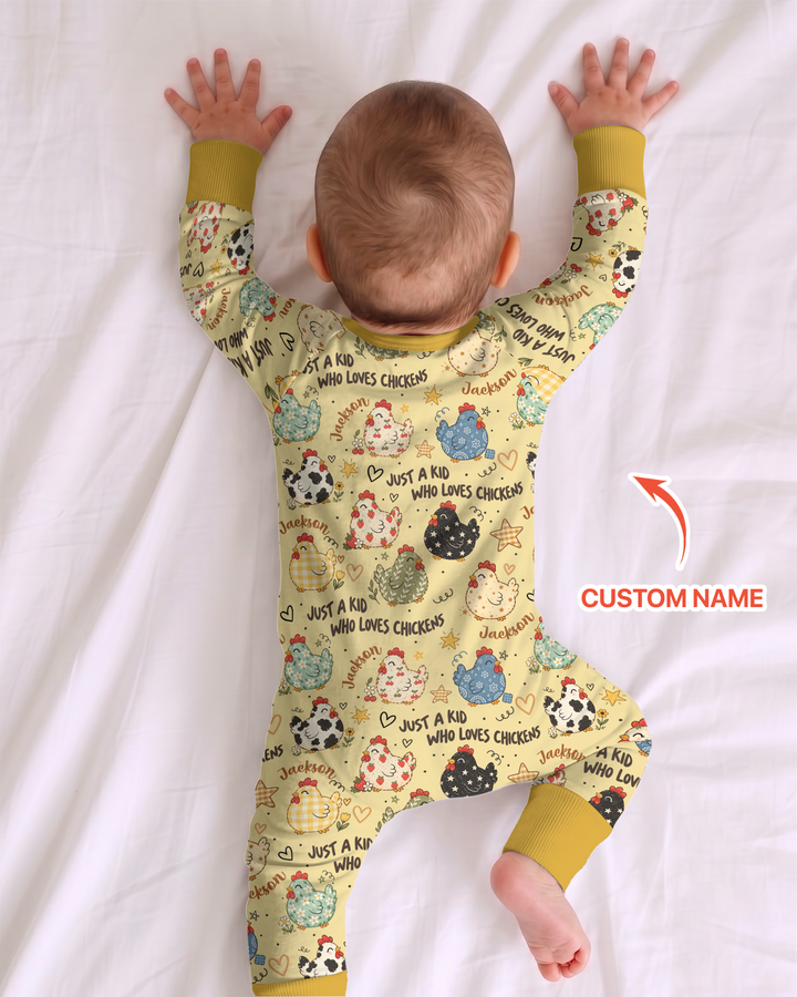 Custom Name Just A Kid Who Loves Chickens Bamboo Convertible Zippy