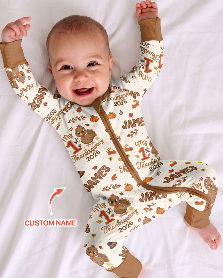 Custom Name My 1st Thanksgiving 2026 Bamboo Convertible Zippy