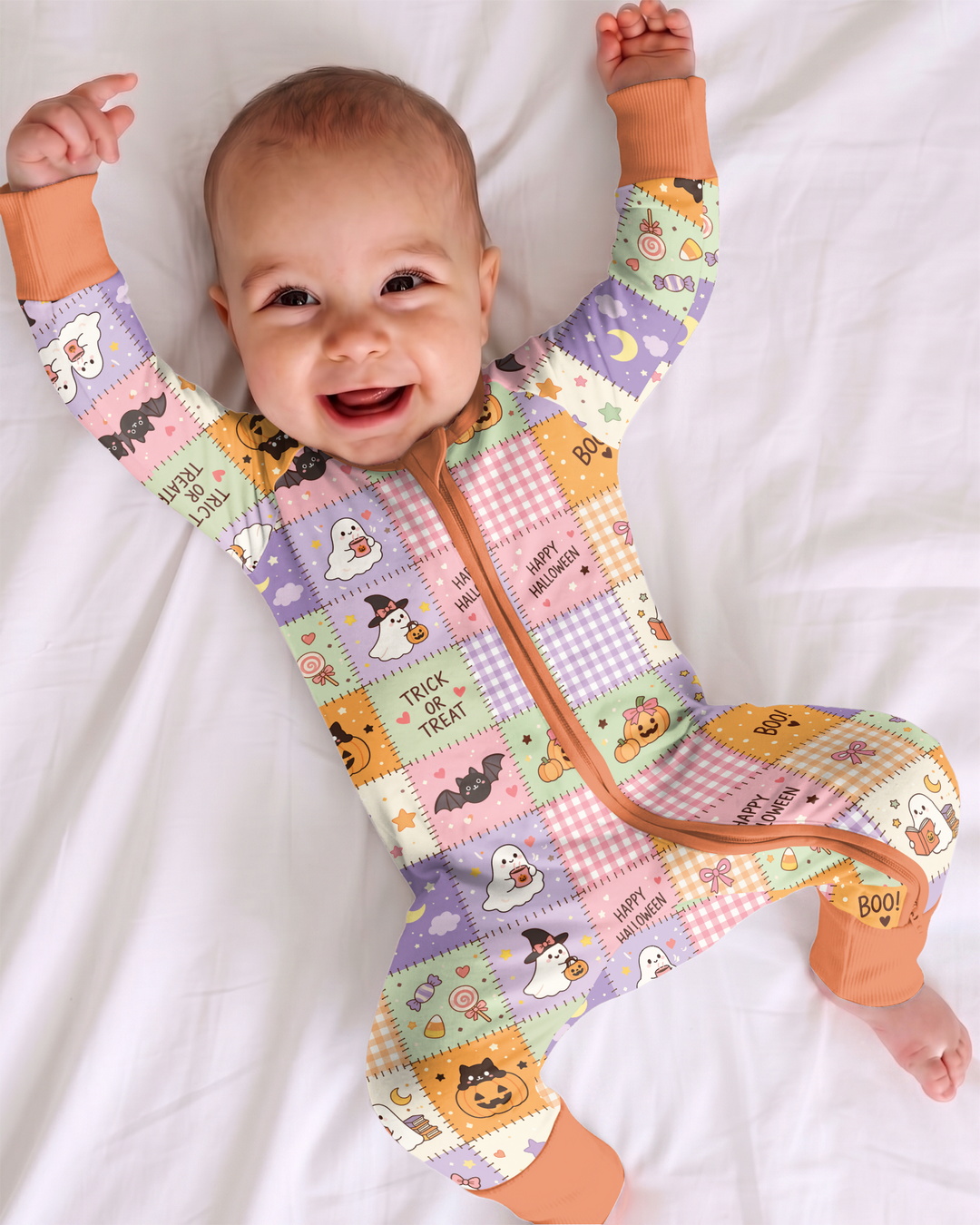 Cute Halloween Trick Or Treat Patchwork Bamboo Convertible Zippy
