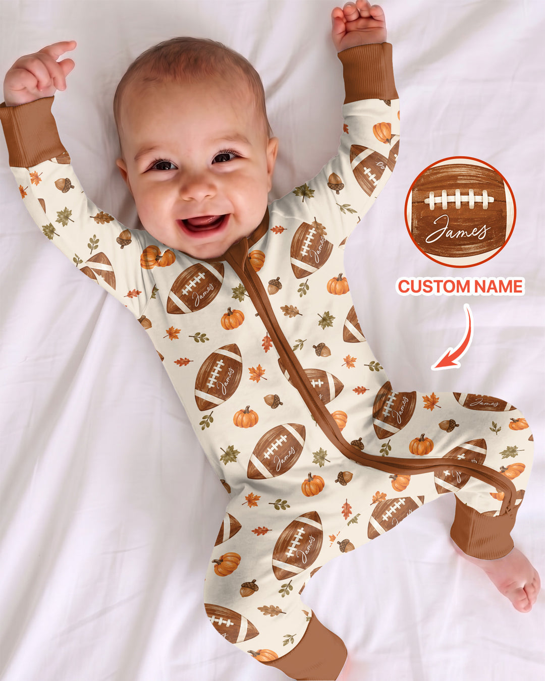 Custom Name Football Season Happy Fall Bamboo Convertible Zippy