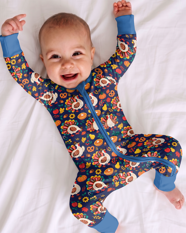 Festive Turkey Fall Harvest Bamboo Convertible Zippy