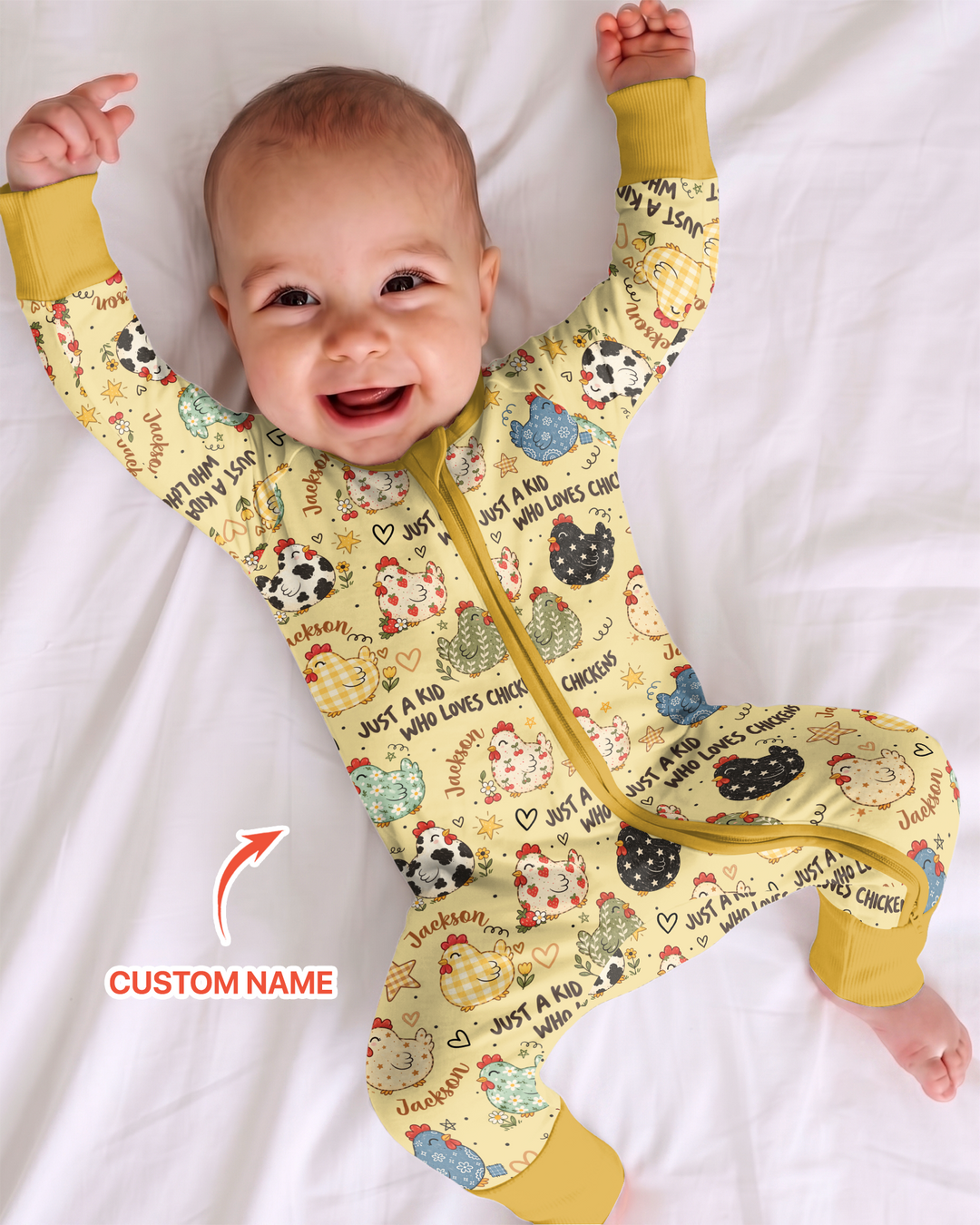 Custom Name Just A Kid Who Loves Chickens Bamboo Convertible Zippy