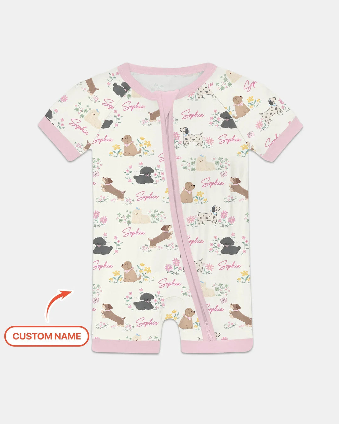 Custom Name Flower Dogs Bamboo Shorty Zippy