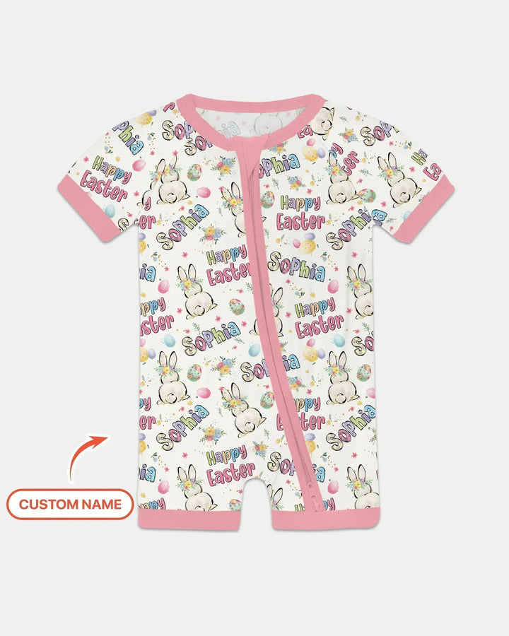 Personalized Happy Easter Bunny Bamboo Shorty Zippy