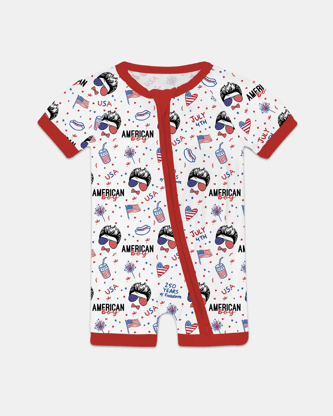 Doodle American Flag Glasses Family Matching Bamboo Shorty Zippy