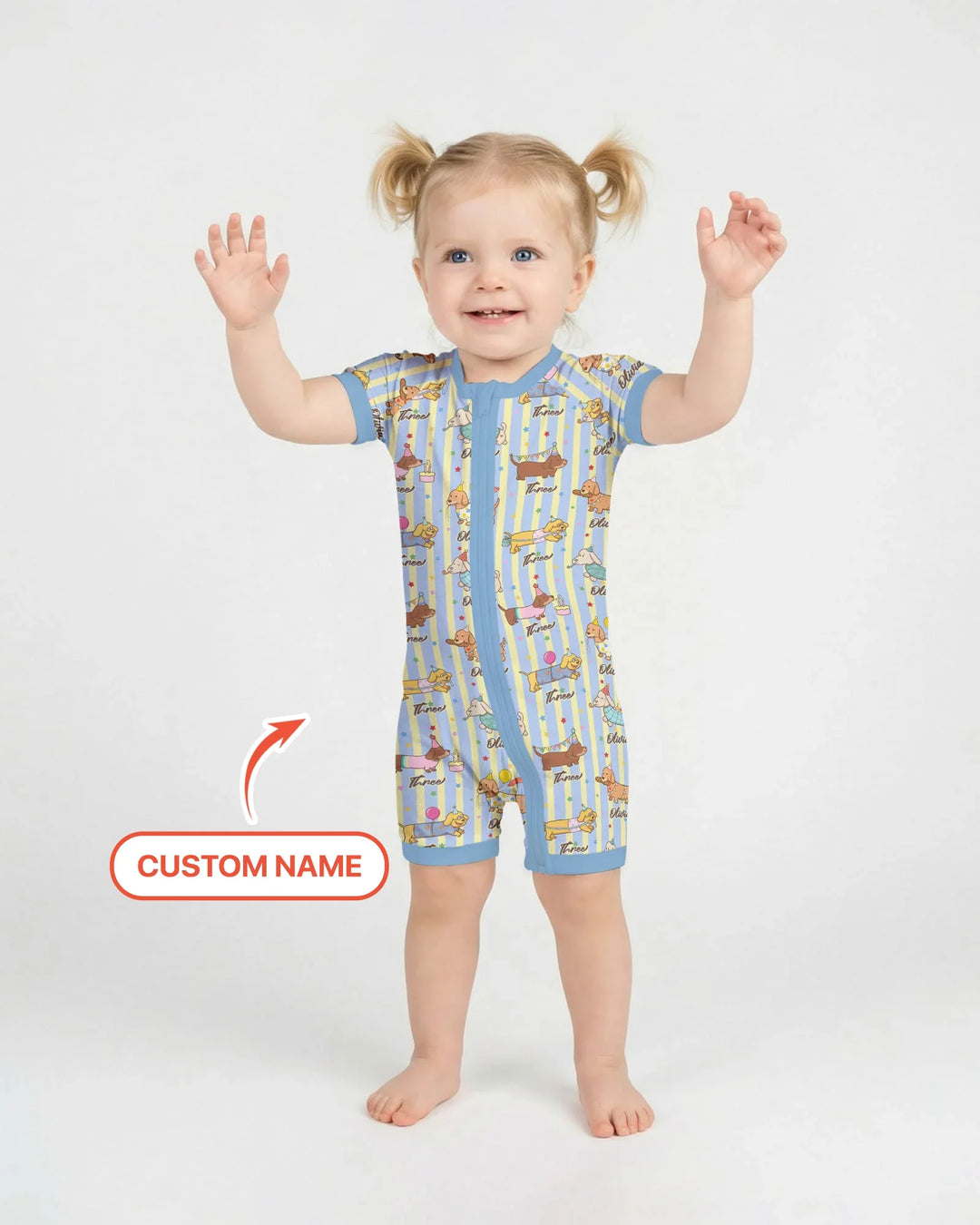 Custom Name Birthday Dachshund Bamboo Shorty Zippy