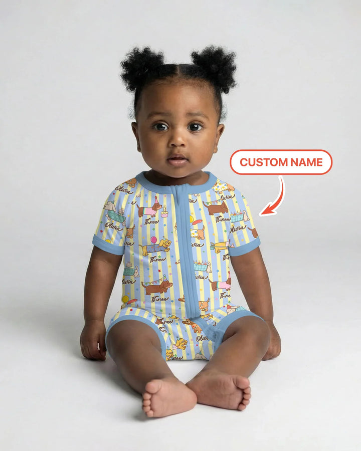 Custom Name Birthday Dachshund Bamboo Shorty Zippy