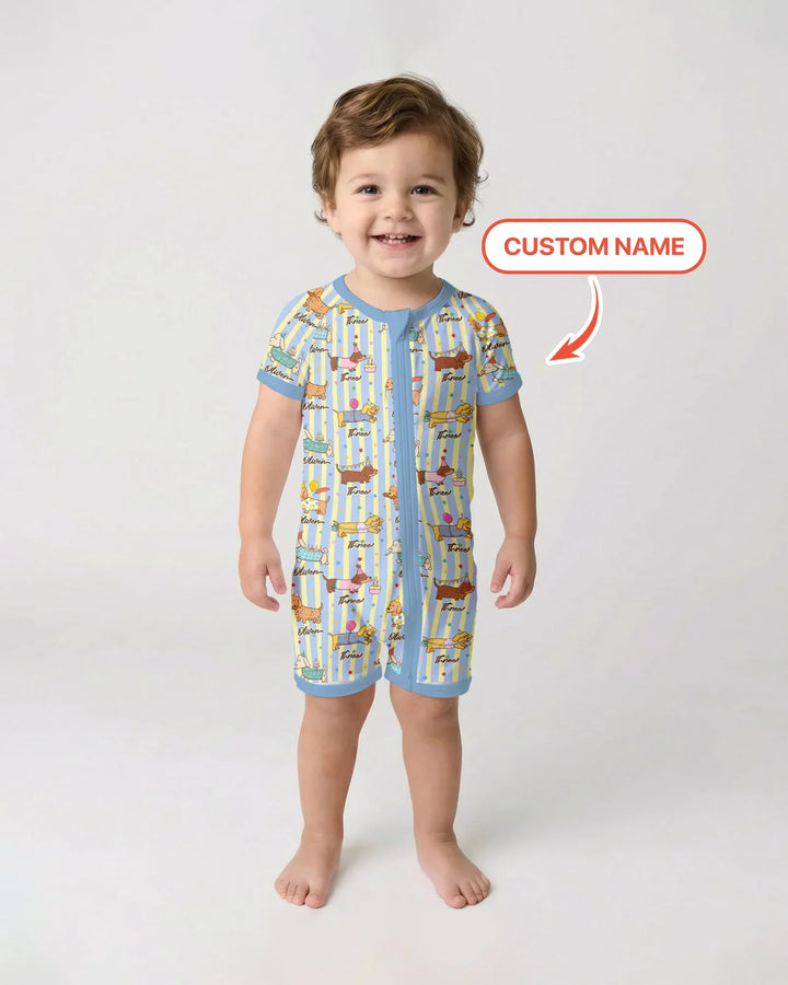 Custom Name Birthday Dachshund Bamboo Shorty Zippy