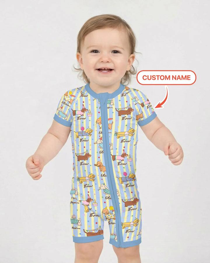 Custom Name Birthday Dachshund Bamboo Shorty Zippy