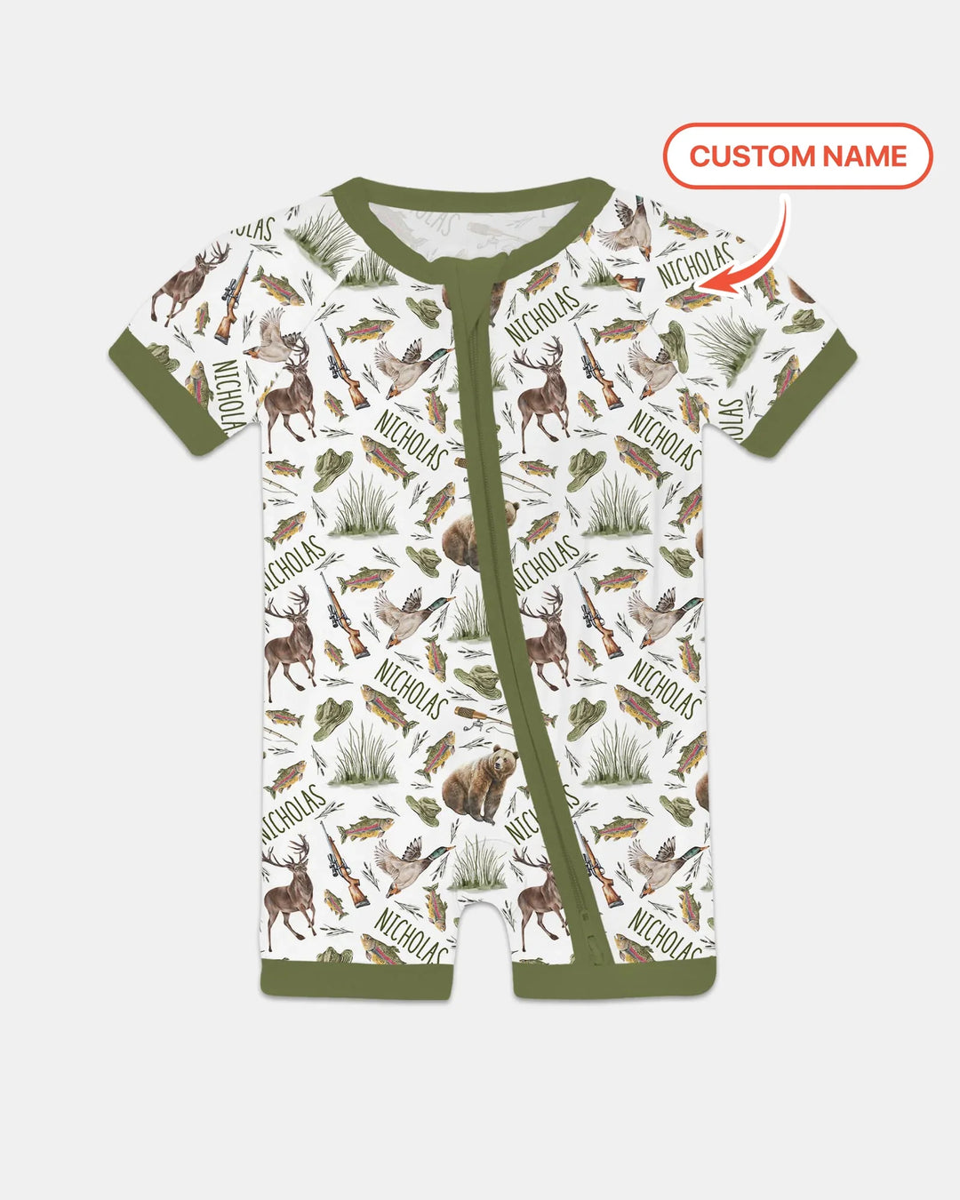 Custom Name Little Hunter Bamboo Shorty Zippy