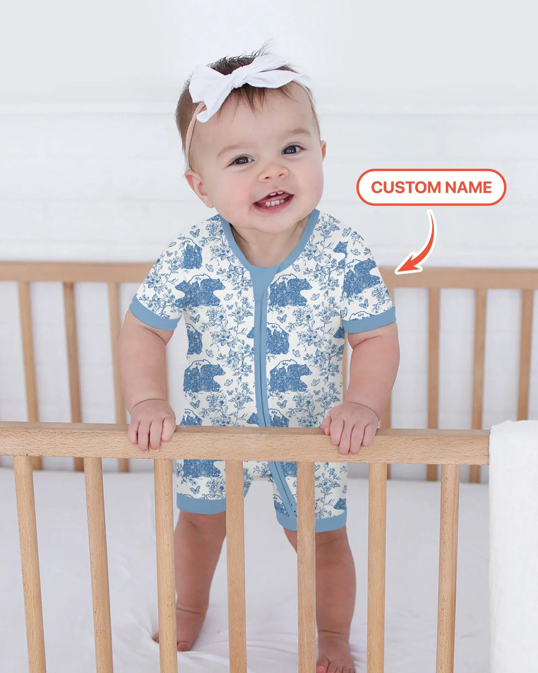 Custom Name Mama Bear Toile Bamboo Shorty Zippy