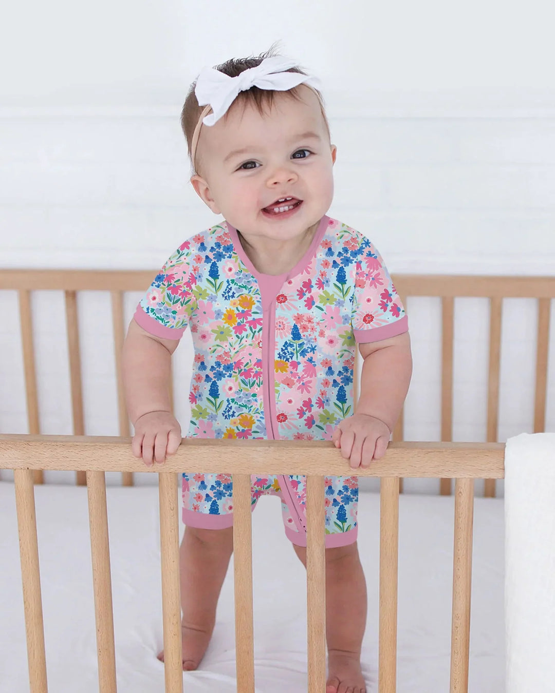 Little Flower Garden Matching Bamboo Shorty Zippy