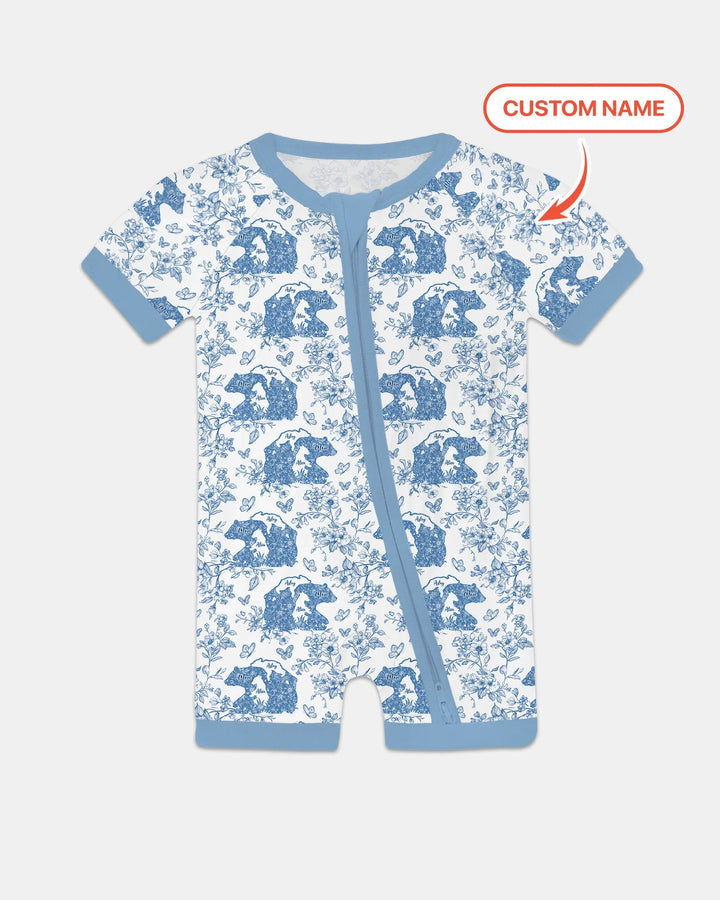 Custom Name Mama Bear Toile Bamboo Shorty Zippy