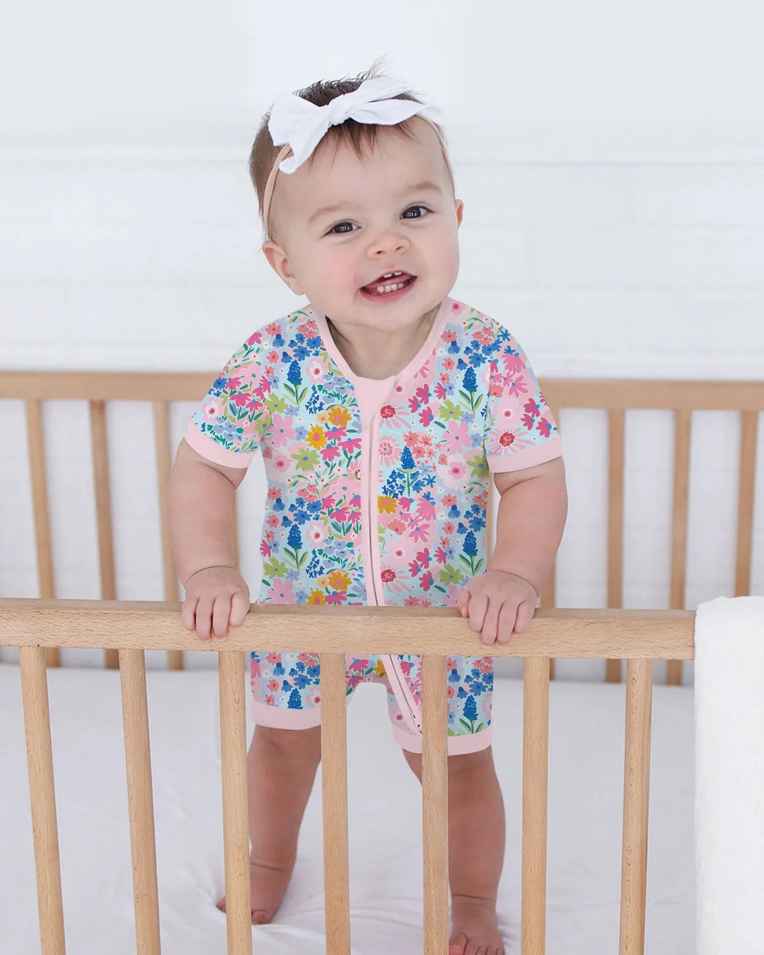 Little Flower Garden Matching Bamboo Shorty Zippy