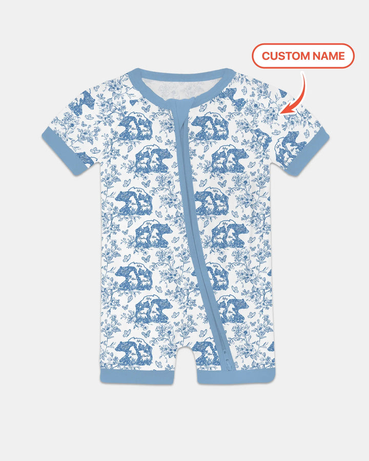 Custom Name Mama Bear Toile Bamboo Shorty Zippy
