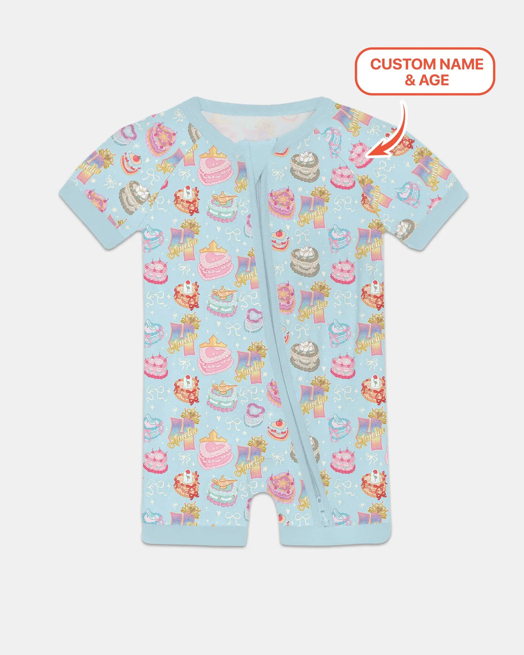 Custom Princess Baby Birthday Bamboo Shorty Zippy