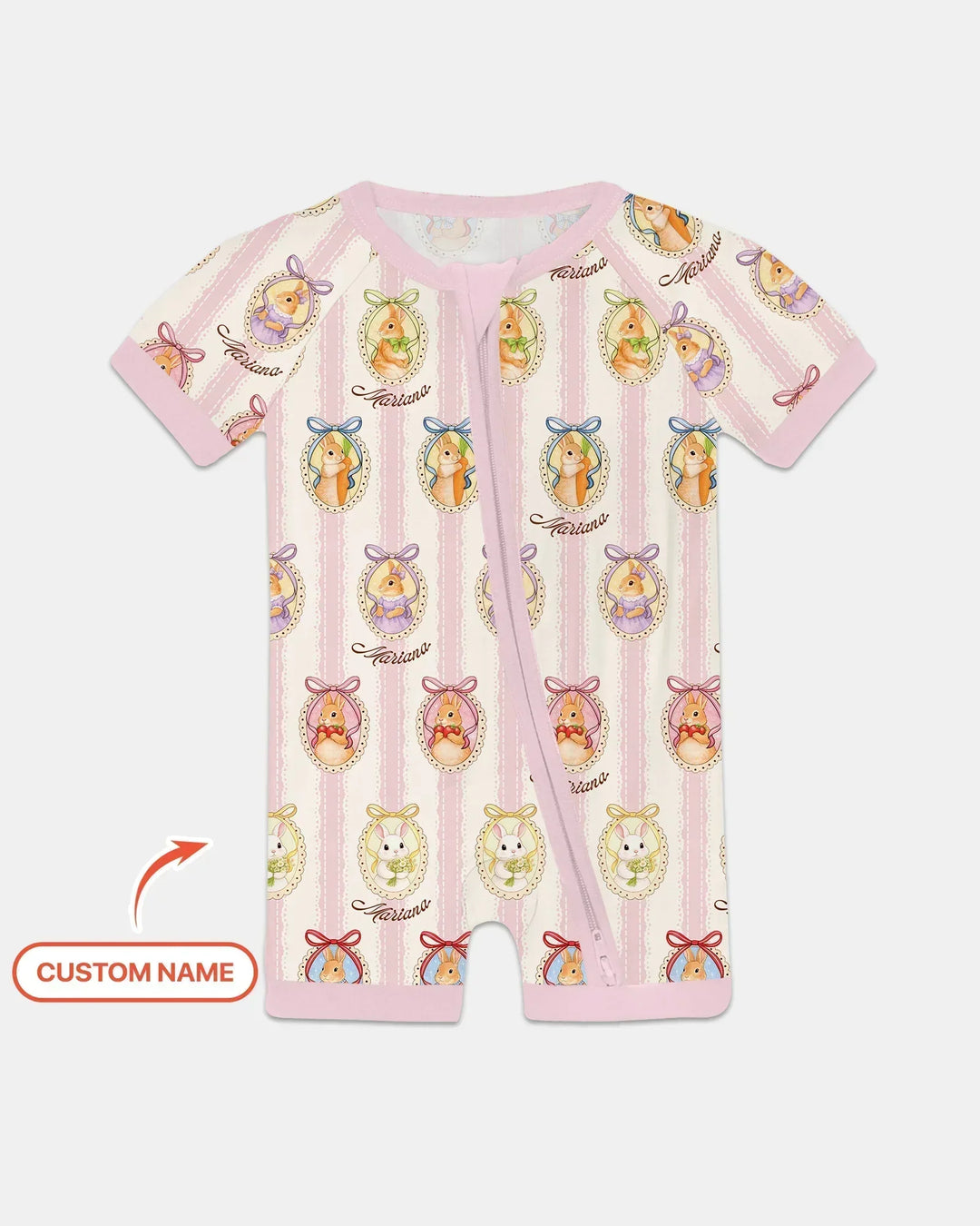 Custom Name Vintage Easter Bunny Bamboo Shorty Zippy