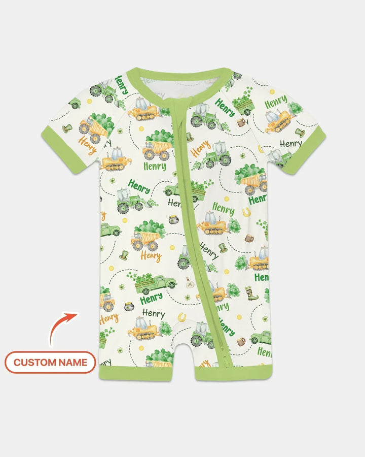 Construction St. Patrick's Day Custom Name Bamboo Shorty Zippy