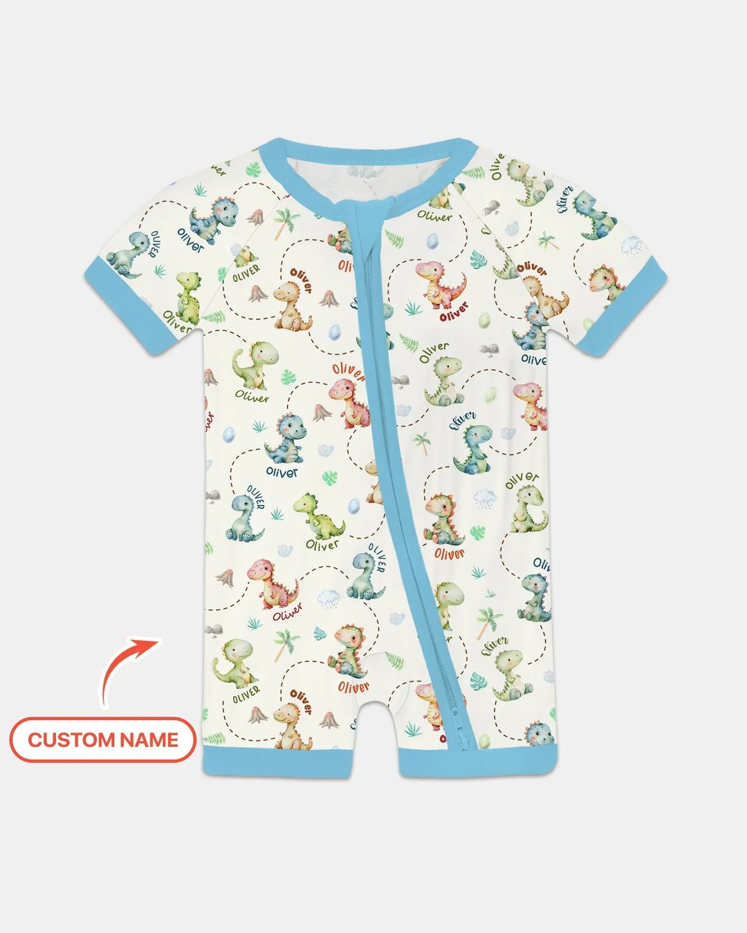 Personalized Dino Friends Bamboo Shorty Zippy