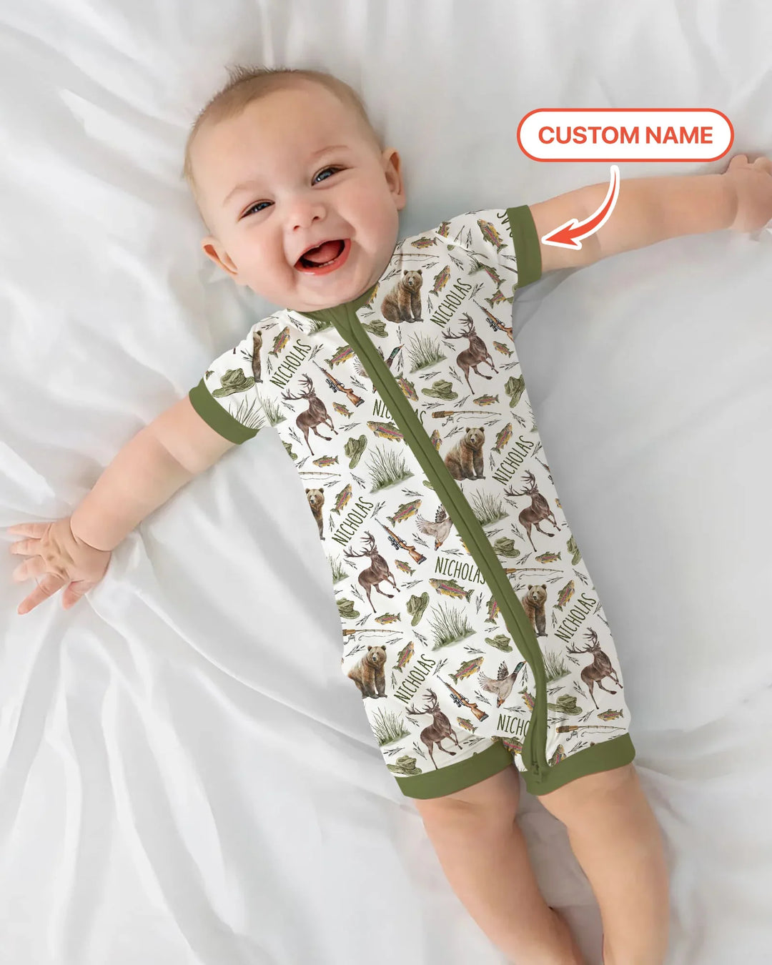 Custom Name Little Hunter Bamboo Shorty Zippy
